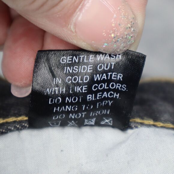 Code One Pants Mens 36 Black High Rise Flat Front Dark Wash Denim Jeans - Picture 8 of 16